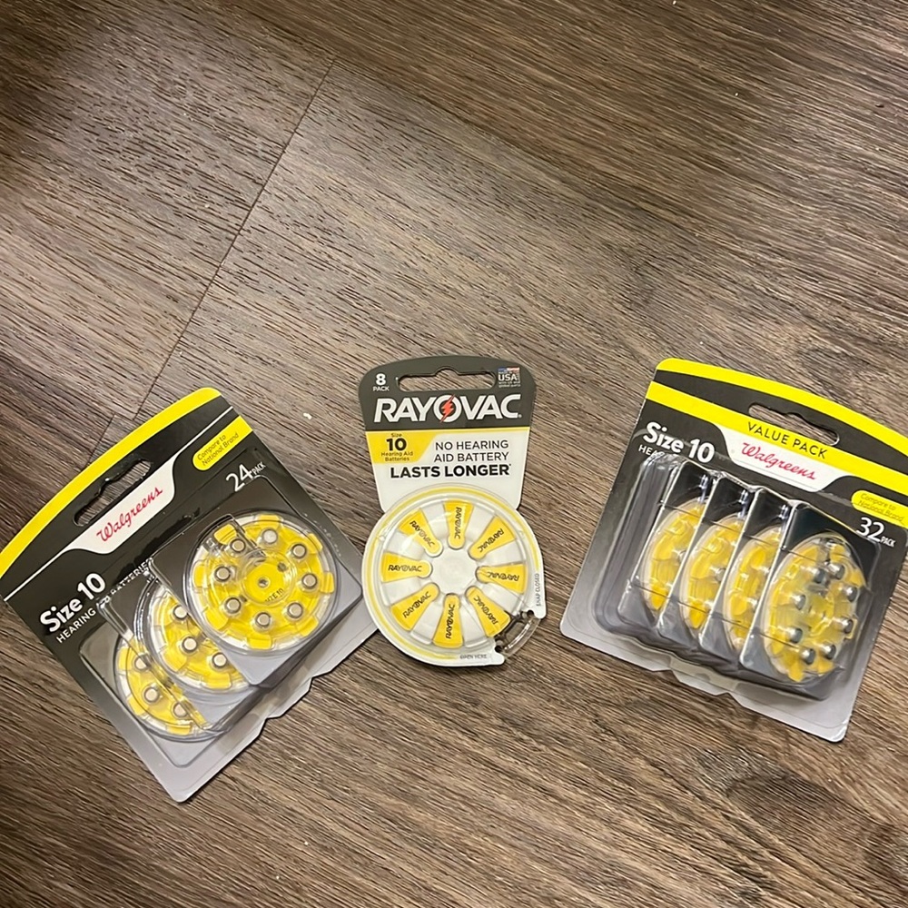 3 Packs of hearing aid batteries, size 10